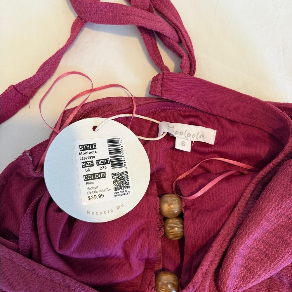 Moolala Dark Pink Raspberry Halter Neck Tank Top - Picture 3 of 6